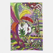 Psychedelic Mardi Gras Feather Mask Theedoek (Verticaal)