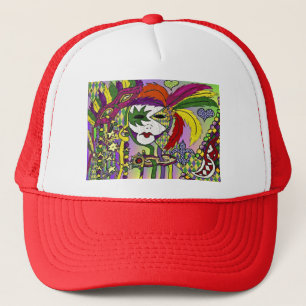 Psychedelic Mardi Gras Feather Mask Trucker Pet