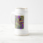 Psychedelic Mardi Gras Feathermaskers Beer Stein Bierpul (Voorkant links)