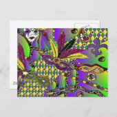 Psychedelic Mardi Gras Feathermaskers Briefkaart (Voorkant / Achterkant)