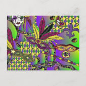 Psychedelic Mardi Gras Feathermaskers Briefkaart (Voorkant)