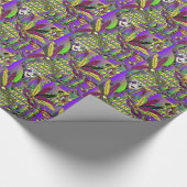 Psychedelic Mardi Gras Feathermaskers Cadeaupapier (Hoek)