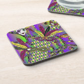 Psychedelic Mardi Gras Feathermaskers Drankjes Onderzetter (Linkerzijde)