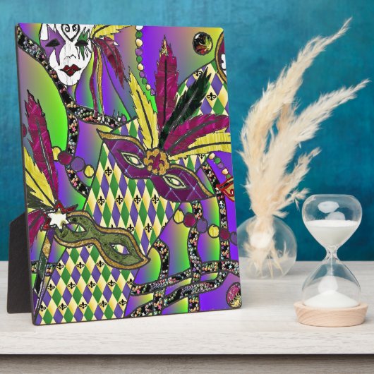 Psychedelic Mardi Gras Feathermaskers Fotoplaat (Zijkant)