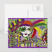 Psychedelic Mardi Gras Feathermaskers Gifts Appare Briefkaart (Voorkant / Achterkant)