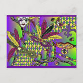 Psychedelic Mardi Gras Feathermaskers Gifts Appare Briefkaart (Voorkant)