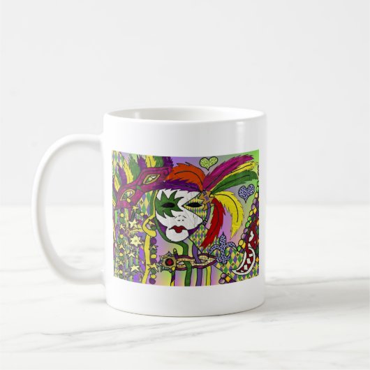 Psychedelic Mardi Gras Feathermaskers Gifts Appare Koffiemok (Links)