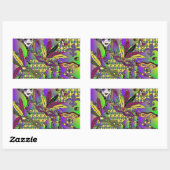 Psychedelic Mardi Gras Feathermaskers Gifts Appare Rechthoekige Sticker (Vel)