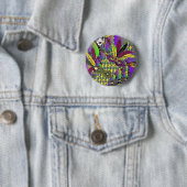 Psychedelic Mardi Gras Feathermaskers Gifts Appare Ronde Button 5,7 Cm (In situ)