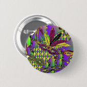 Psychedelic Mardi Gras Feathermaskers Gifts Appare Ronde Button 5,7 Cm (Voorkant /achterkant)
