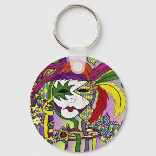 Psychedelic Mardi Gras Feathermaskers Gifts Appare Sleutelhanger
