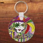 Psychedelic Mardi Gras Feathermaskers Gifts Appare Sleutelhanger (Voorkant)