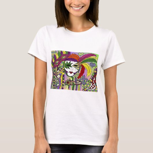 Psychedelic Mardi Gras Feathermaskers Gifts Appare T-shirt (Voorkant)