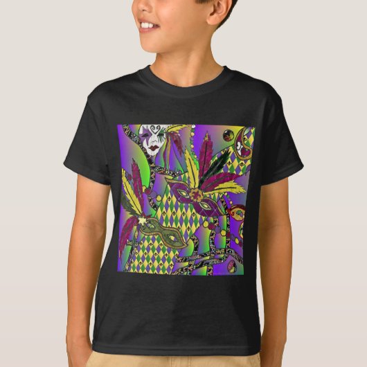 Psychedelic Mardi Gras Feathermaskers Gifts Appare T-shirt (Voorkant)