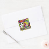 Psychedelic Mardi Gras Feathermaskers Gifts Appare Vierkante Sticker (Envelop)