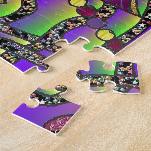 Psychedelic Mardi Gras Feathermaskers Legpuzzel (Zijkant)