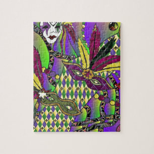 Psychedelic Mardi Gras Feathermaskers Legpuzzel