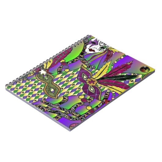 Psychedelic Mardi Gras Feathermaskers Notitieboek (Linkerzijde)