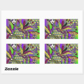 Psychedelic Mardi Gras Feathermaskers Rechthoekige Sticker (Vel)