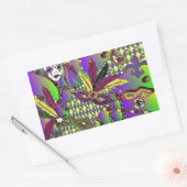 Psychedelic Mardi Gras Feathermaskers Rechthoekige Sticker (Envelop)
