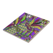 Psychedelic Mardi Gras Feathermaskers Tegeltje (Zijkant)