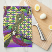 Psychedelic Mardi Gras Feathermaskers Theedoek (Quarter Fold)