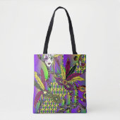 Psychedelic Mardi Gras Feathermaskers Tote Bag (Voorkant)
