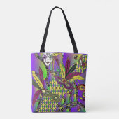 Psychedelic Mardi Gras Feathermaskers Tote Bag (Achterkant)