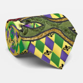 Psychedelic Mardi Gras Mask Art Print Stropdas (Opgerold)