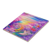 Psychedelic meerlaagse droomfantasie kleurrijk tegeltje (Zijkant)