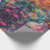 Psychedelic Meisje Alice in wonderland Thema Cadeaupapier (Hoek)