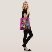 Psychedelic Melting Faces Pink All Over Print Tote Bag (Op model)