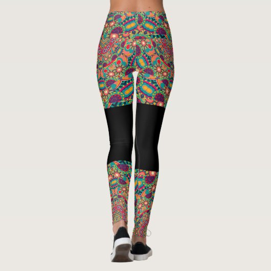 Psychedelic Millefiori Mandala Art Yoga leggings (Achterkant)
