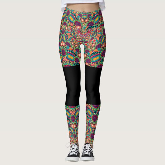 Psychedelic Millefiori Mandala Art Yoga leggings (Voorkant)