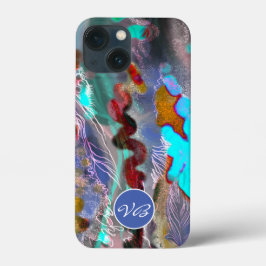 Psychedelic mint red monogram Case-Mate iPhone case