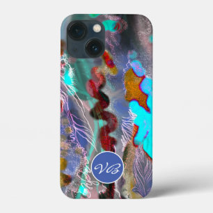 Psychedelic mint red monogram Case-Mate iPhone case