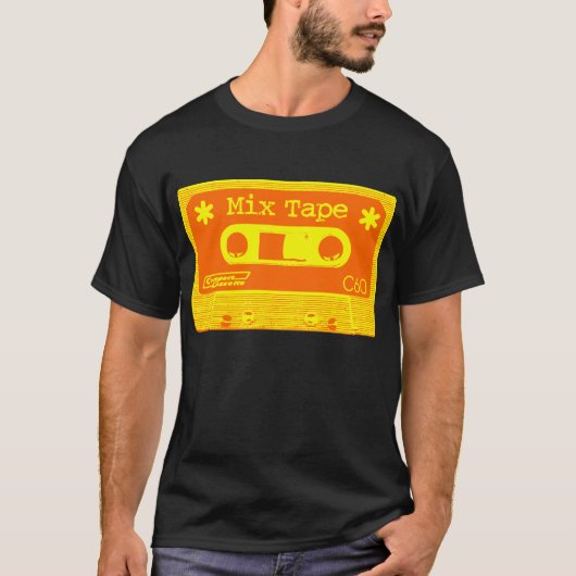 Psychedelic Mix-tape - Oranje en geel T-shirt (Voorkant)