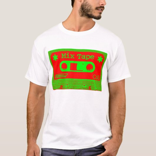 Psychedelic Mix-tape - rood en groen T-shirt (Voorkant)