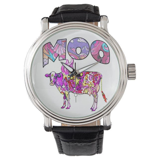Psychedelic Moo Koe Horloge (Voorkant)