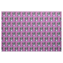 Psychedelic Moon Dog Border Collie Fabric Stof