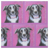 Psychedelic Moon Dog Border Collie Fabric Stof (Swatch)