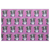 Psychedelic Moon Dog Border Collie Fabric Stof (Fat Quarter)