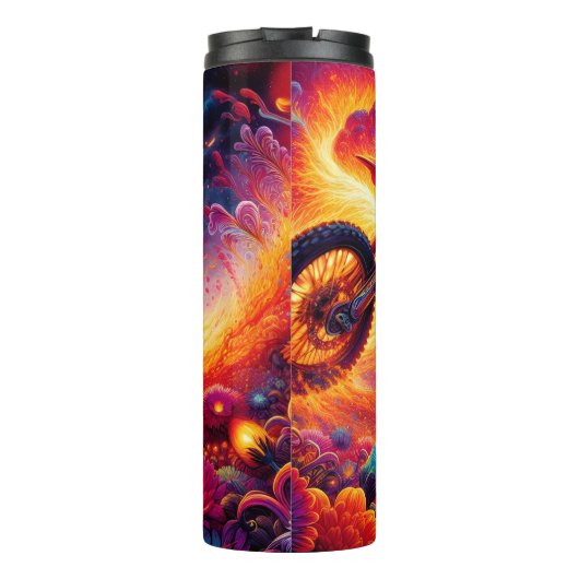 Psychedelic Motocross Rider Art Print Thermosbeker (Achterkant)