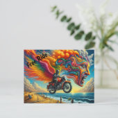 Psychedelic Motorcycle Dreamscape Briefkaart (Staand voorkant)