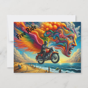 Psychedelic Motorcycle Dreamscape Briefkaart