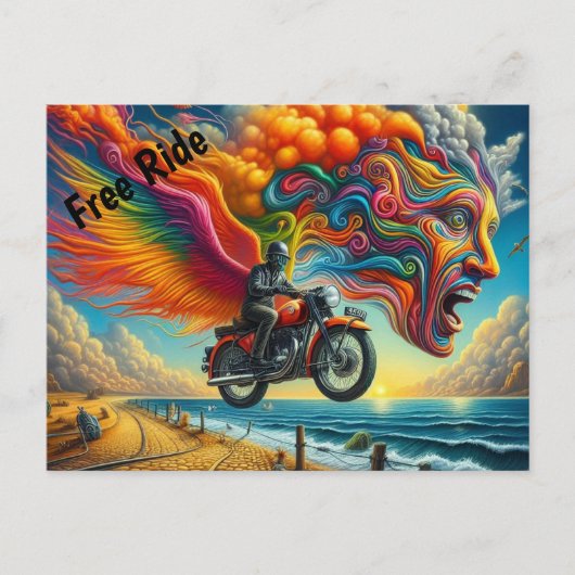 Psychedelic Motorcycle Dreamscape Briefkaart (Voorkant)