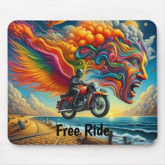 Psychedelic Motorcycle Dreamscape Muismat (Voorkant)