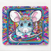 Psychedelic Mouse A Colorful Journey Muismat (Voorkant)