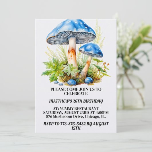 Psychedelic Mushroom Forest Print Verjaardagsfeest Kaart (Staand voorkant)