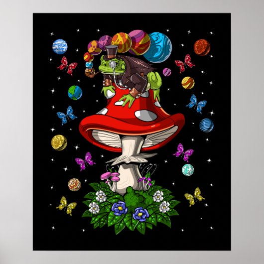Psychedelic Mushroom Kikker Poster (Voorkant)